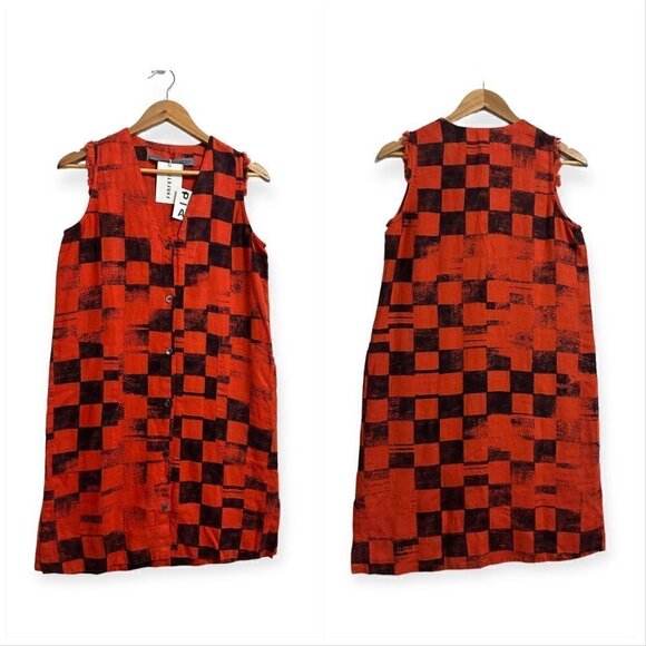 RAQUEL ALLEGRA Check Print Tank Dress in Ruby Checker, Size XS, New with Tags. - Picture 15 of 15